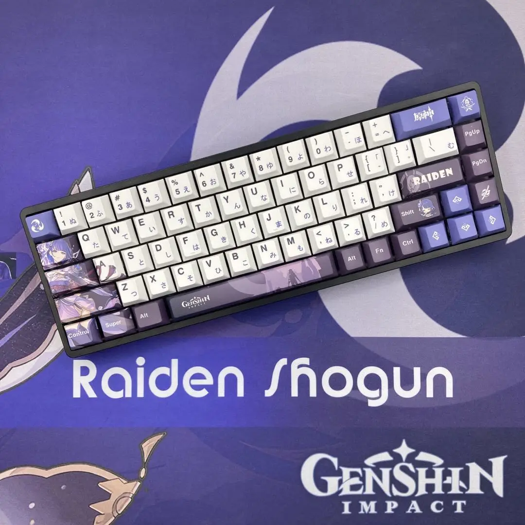 Genshin Impact Raiden ei Pbt Keycaps Perfil Cereja Keycap Personalizado para Interruptor mx Teclado Mecânico Mouse Pad 128 Teclas
