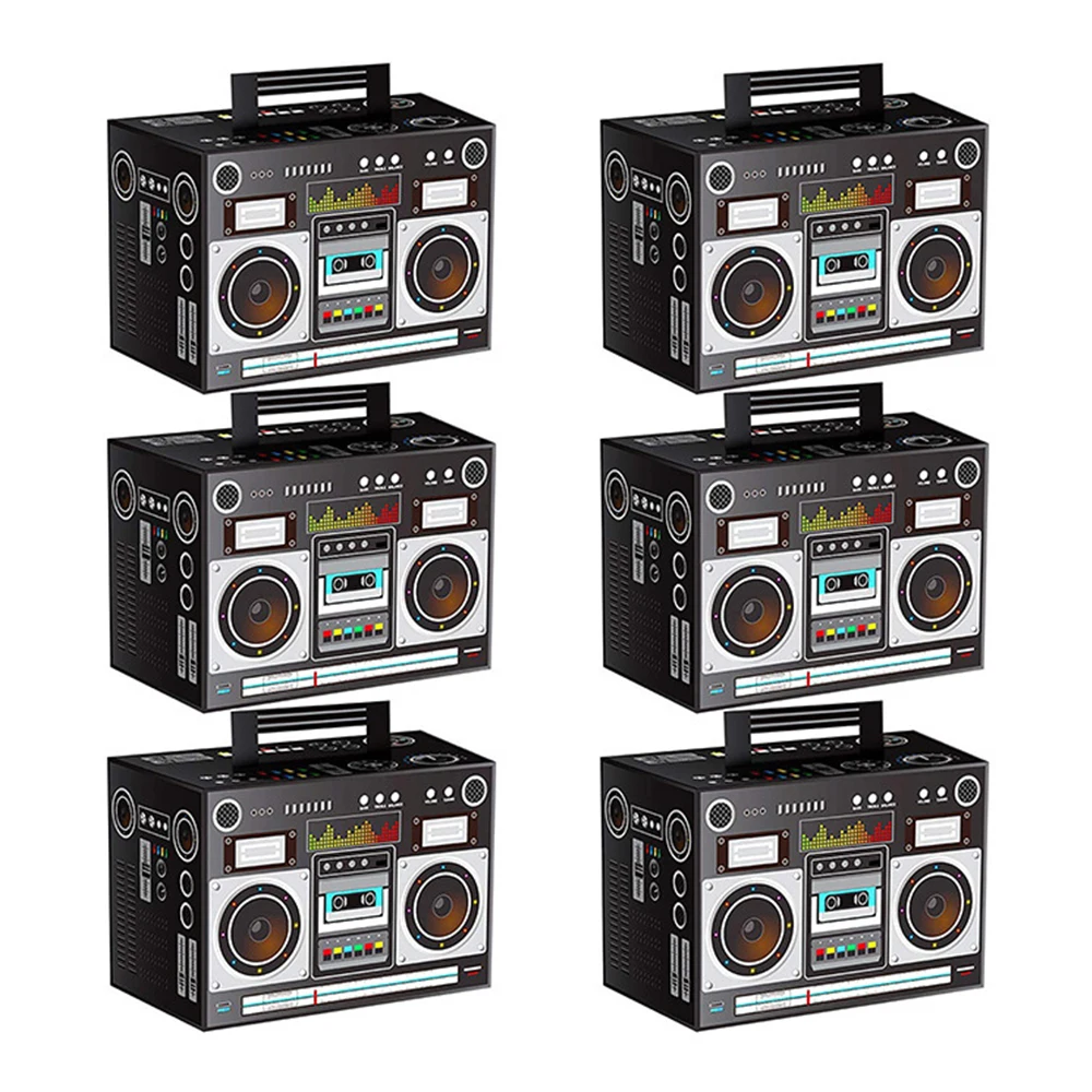 

6 Packs Props Radio Boom Box Gifts Boxes Boom Box Candy Boxes for 80s 90s Parti Retro Theme Decor and Hip Hop Party Supplies