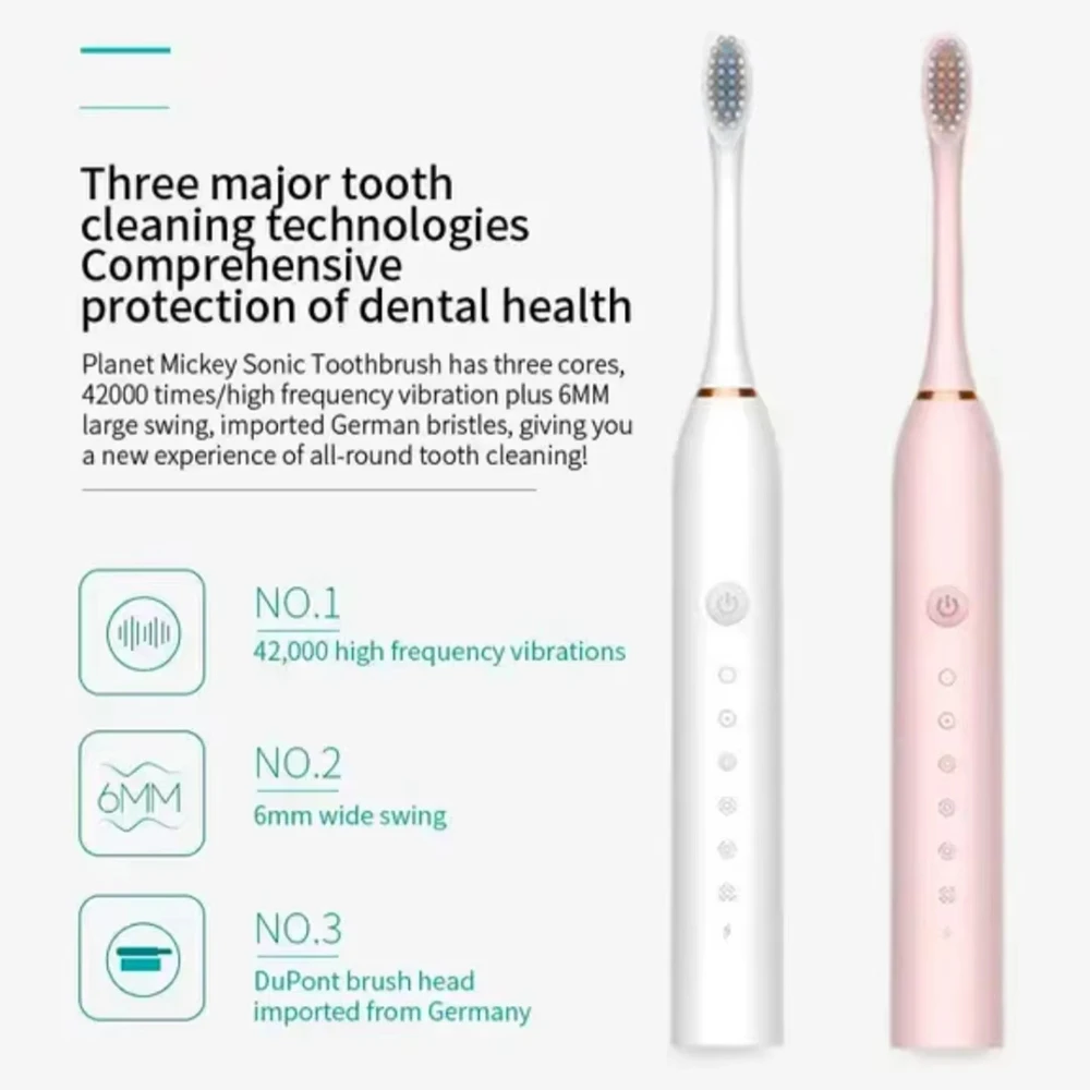 Xiaomi Sonic Electric Toothbrush For Adults IPX7 Waterproof DuPont Brush Head USB Rechargeable 6 Modes With Replacement Heads 4