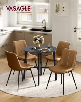VASAGLE tavolo da pranzo rotondo, soggiorno/ufficio, 80x75 cm (diametro x altezza), stile industriale, rustico marrone/nero 1