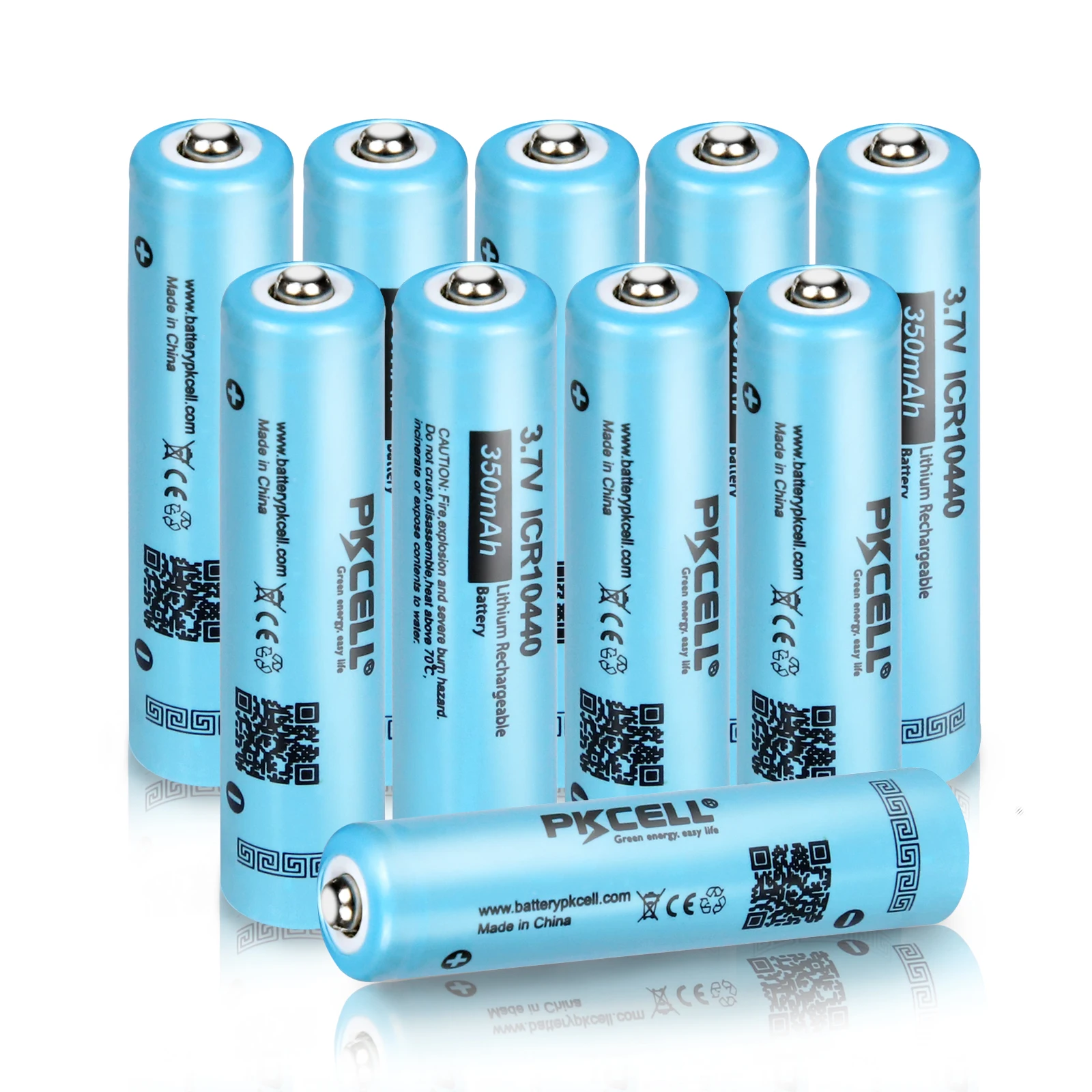 10xpkcell aaaバッテリー3.7v 350mahのリチウムボタントップICR10440 10440 aaaリチウムイオン充電式電池バッテリー