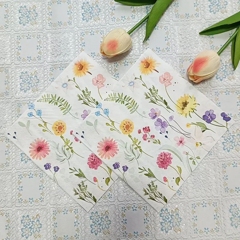 10/20pcs 33*33cm 2-Ply Colourful Wood Pulp Napkins Floral Style Party Decoration Paper Placemats Butterfly Bone Bart Paper paper napkins disposable paper placemats