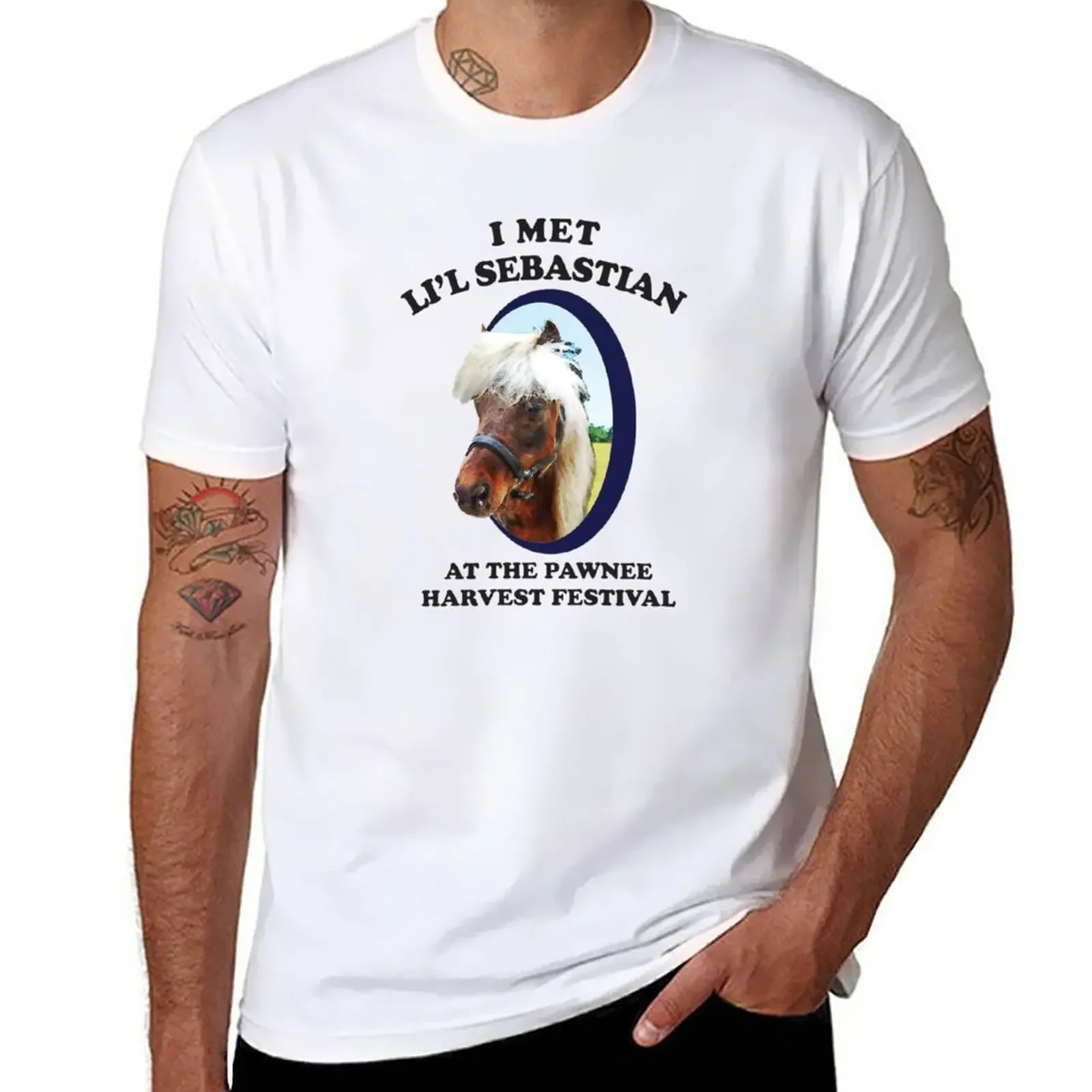 

I met Li'l Sebastian at the Pawnee Harvest Festival T-Shirt sports fans summer top aesthetic clothes men clothing