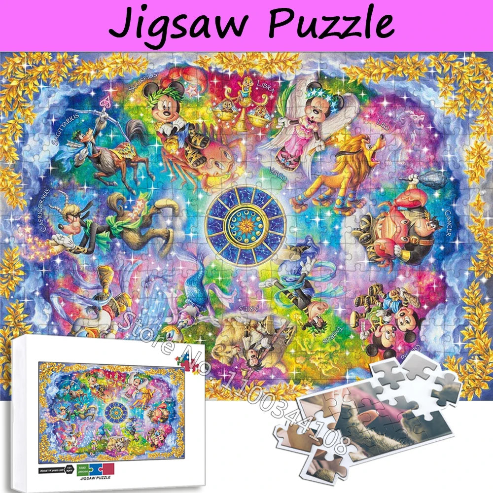 

Disney 300/500/1000 Pieces Jigsaw Puzzles Mickey Mouse Constellation Puzzle Children's Educational Toys Cartoon Craft for Decor
