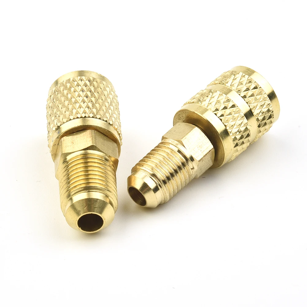 2PCS Vacuum Pump Brass Adapter R410a Adapter 5/16 SAE F Quick Couplers To 1/4 SAE For Air Conditioning Adapter Quick Coupling