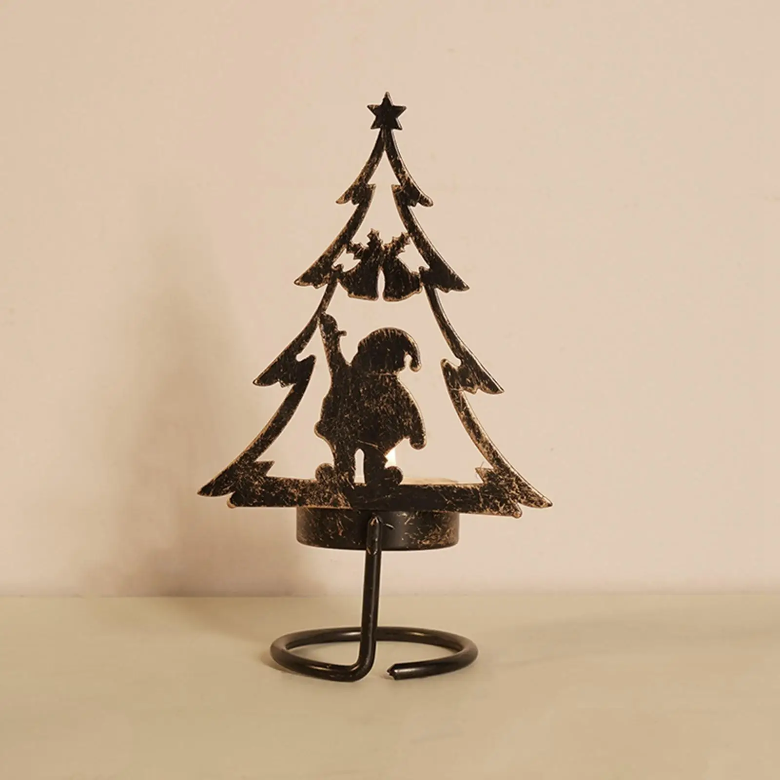 Candle Lantern Lights Decorative Handmade Iron Christmas Tree Candle Holder for