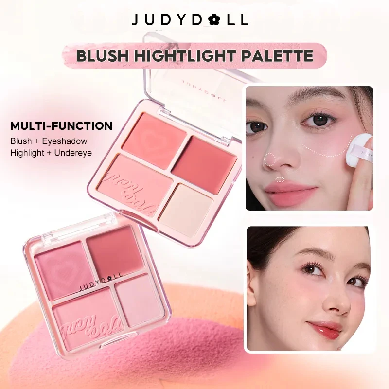 Judydoll Blush Highlight Palette Cream and Powder Combination Multi-purpose Palette Eyeshadow Undereye soft-focus matte
