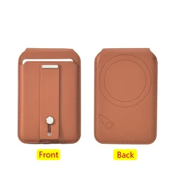Enhanced Magnetic Card Holder with Anti - Theft Protection and Adjustable Stand (Brown)
