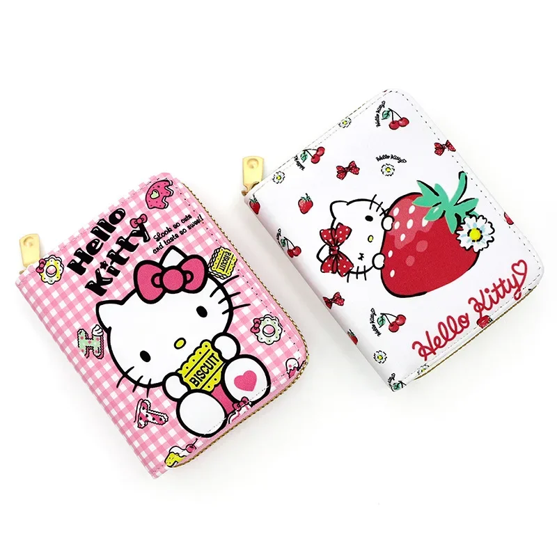 Women Girls Sanrio Hello Kitty Small Wallet Luxury Wallet Women Designer Brand Famous Kawaii Cute Handbag Short Gifts for Her 2