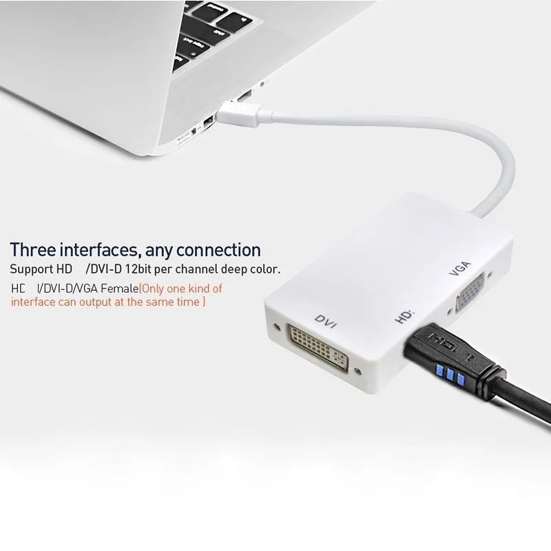 Mini Dp A Hdmi Compatibile Vga Dvi 3 In 1 Convertitore Display Cavo Splitter 1080P Video Espandi Adattatore Per Mac Lcd Tv Projector