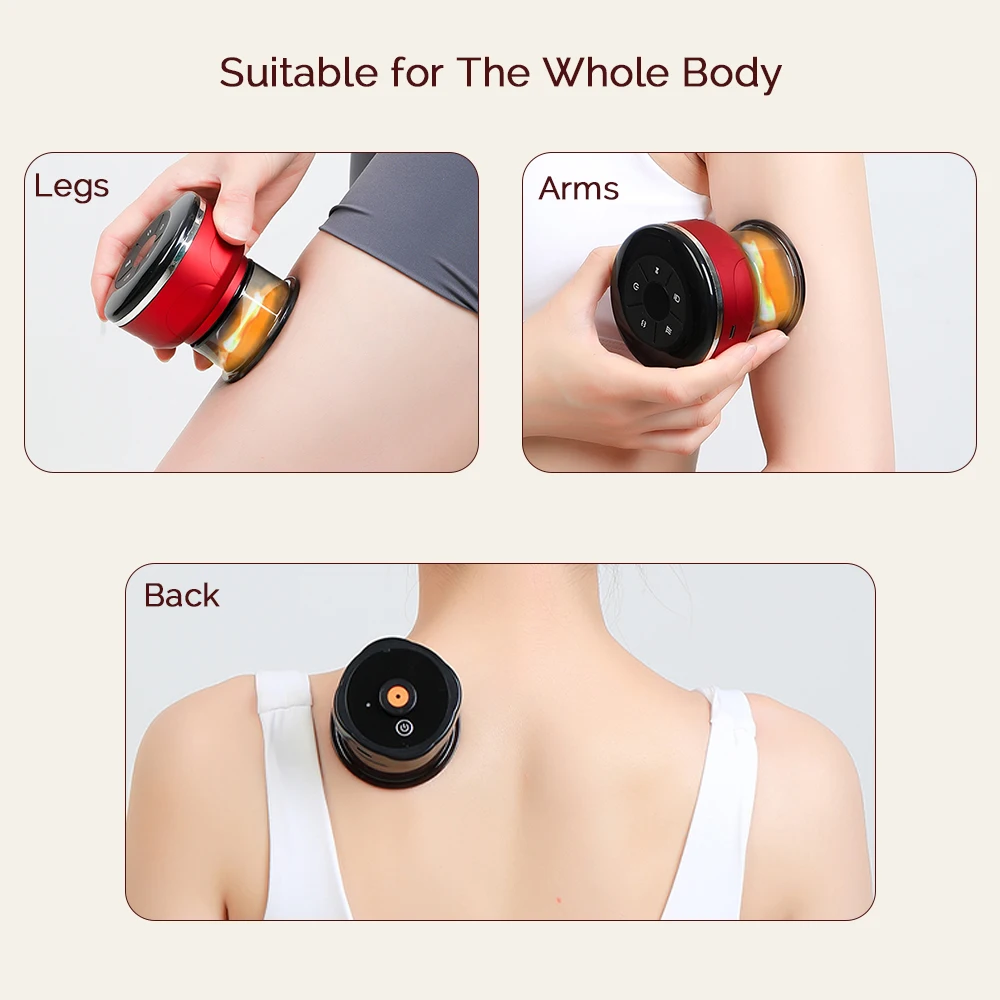 Electric Cupping Set Body Vacuum Cupping Scraping Heating Massage 12 Gears Adjustable Therapy Cupping Guasha Massage Tool