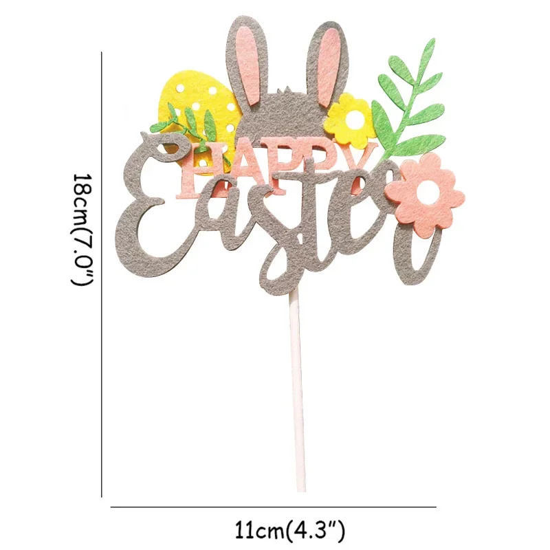 

Happy Easter Rabbit Cake Topper Easter Eggs Flower Cake Flag Kids Birthday Cake Decor Bunny Easter Party Decorations Supplies
