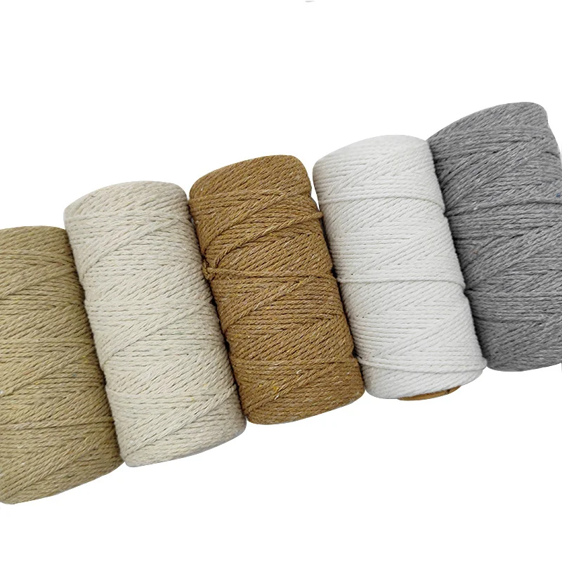  2mm 3mm 4mm Natural Macrame Cord Cotton Rope DIY Ribbon String  Sewing Craft Hilo Macrame Beige Braided Twine Wedding Decoration (Color :  4mm 50M)