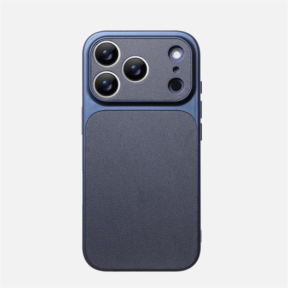 Luxury Leather Matte Shockproof Bumper Case with Full Lens Protection
