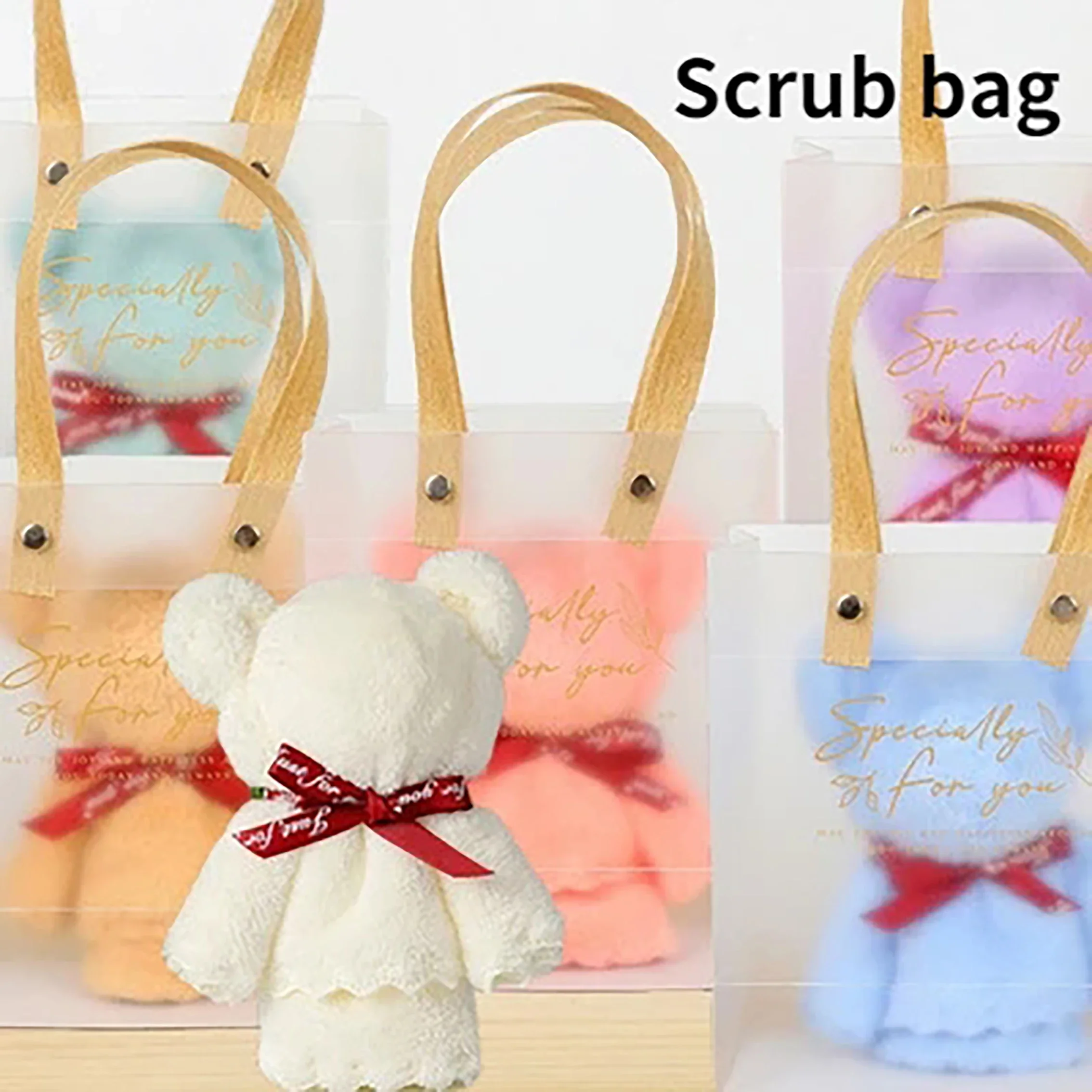 Coral Velvet Bear Shape Towel Set with Gift Bag, Face Towel, Baby Shower, Home Party, Wedding, Birthday Gifts for Mother and Fri 6