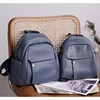 New Simple Blue 2 Size Portable Genuine Leather Fashion Teenage Girl Backpack High Quality Soft Cowskin Women Rucksack Knapsack 3