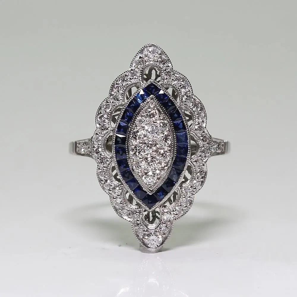 

S925 Sterling Silver Diamond Ring Topaz Sapphire Jewelry Engagement Ring Anillos De Bizuteria Ring for Women Bague 925 Jewelry