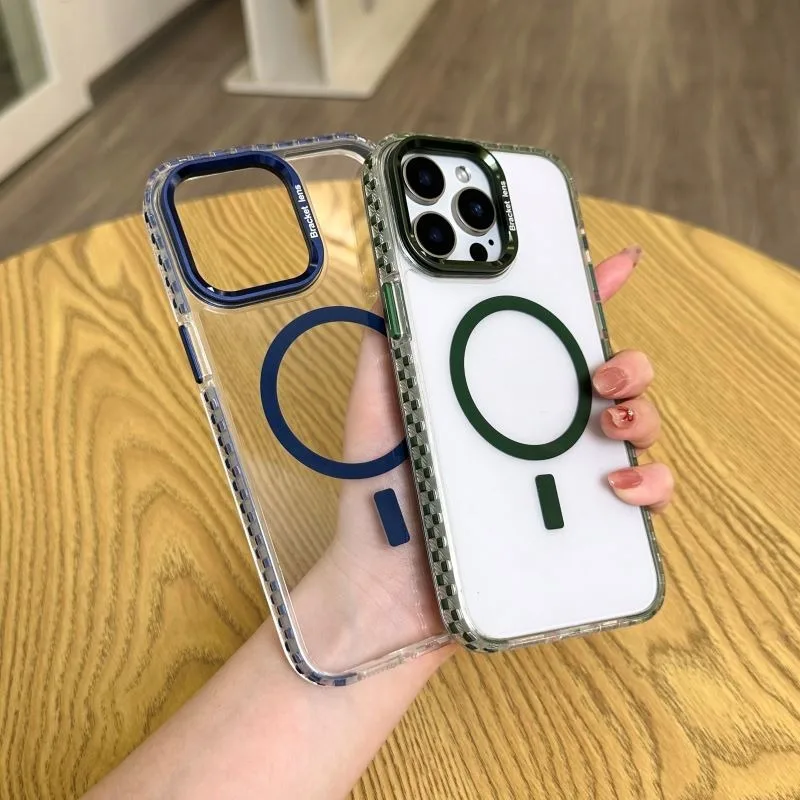Coque de téléphone antichoc magnétique de luxe pour iPhone 15 16 13 14 16 Pro Max 11 16 Plus support invisible pour objectif Protection arrière_voghion.com