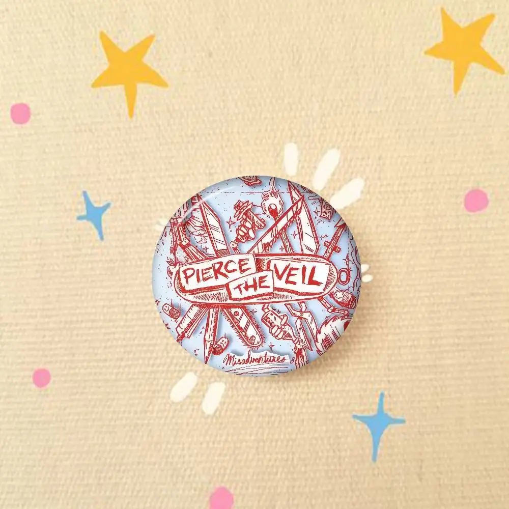 Pierce The Veil Band Icon Tinplate Button Pin Brooch Badge Accessory