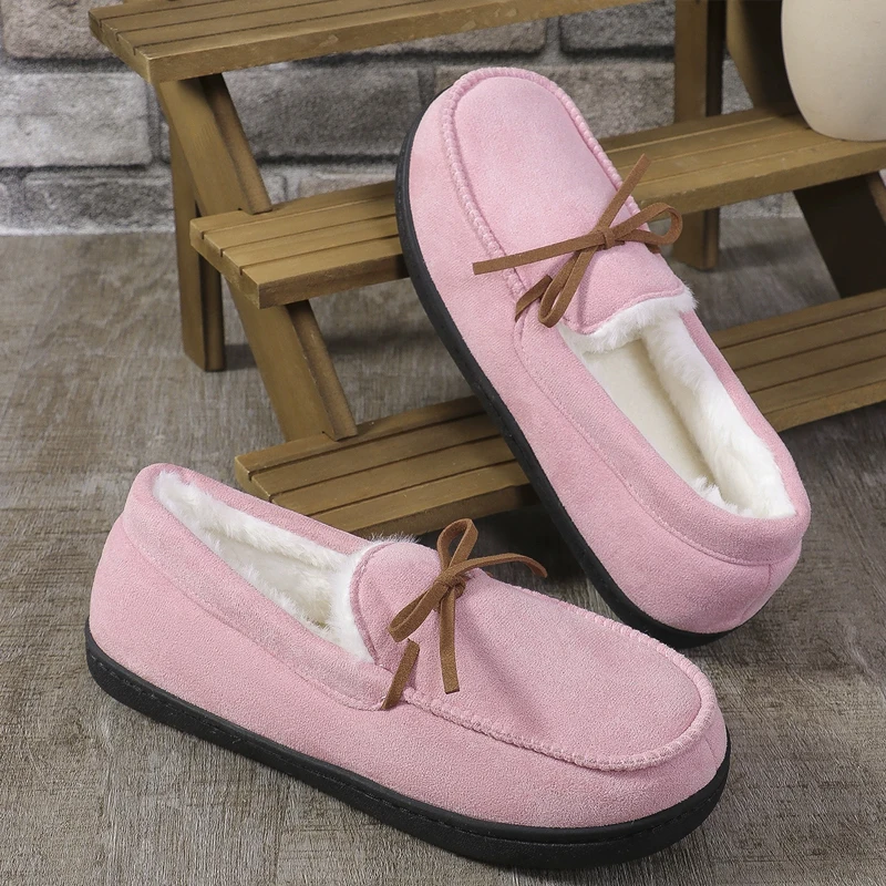 Cotton Closed Toe Winter Slippers for Women Anti Slip