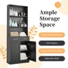 Bathroom Storage Cabinet, Cabinet With Two Doors And Drawers, Adjustable Shelf, Three-layer Open Shelf, MDF Board, Black 3