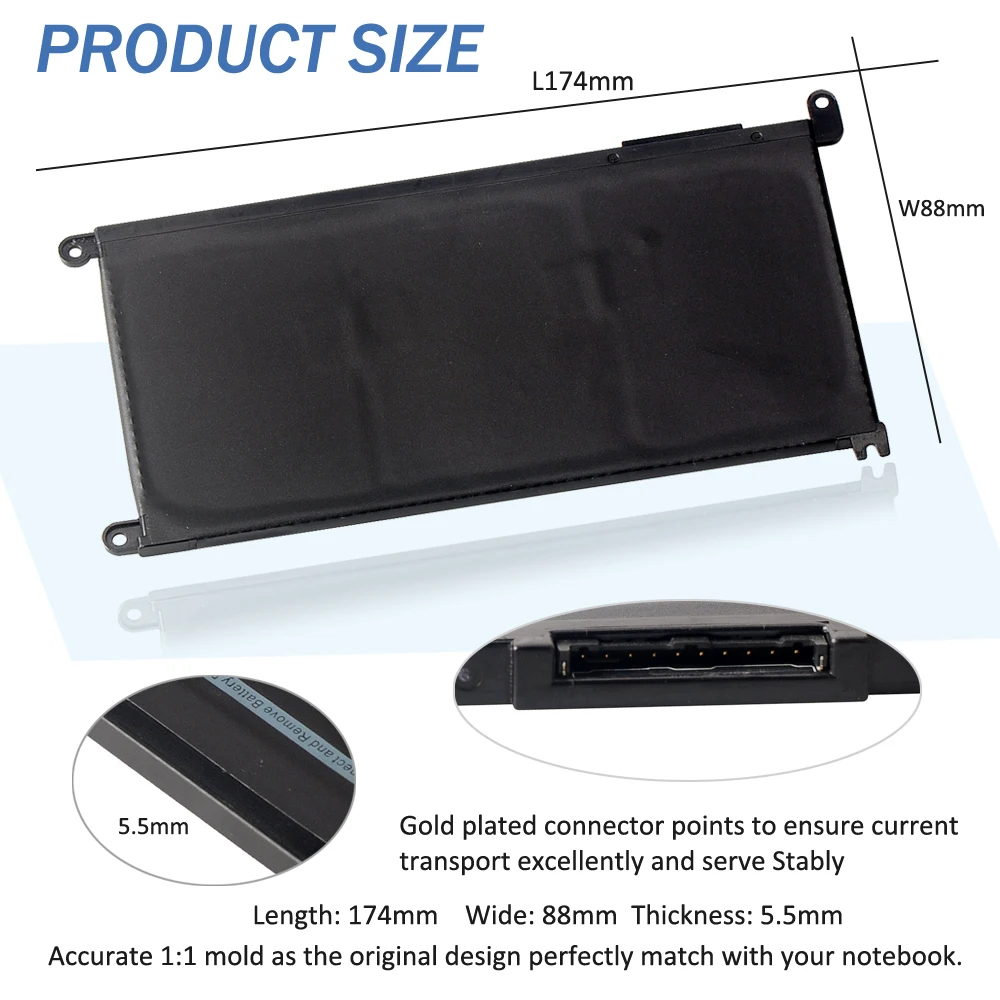 Etesbay Wdx0r Wdxor Bateria do Portátil para Dell Inspiron 13 5368 5378 7368 14 7460 7472 5468 15 5538 5567 5568 7560 7570 P66f 3189 - Imagem 2