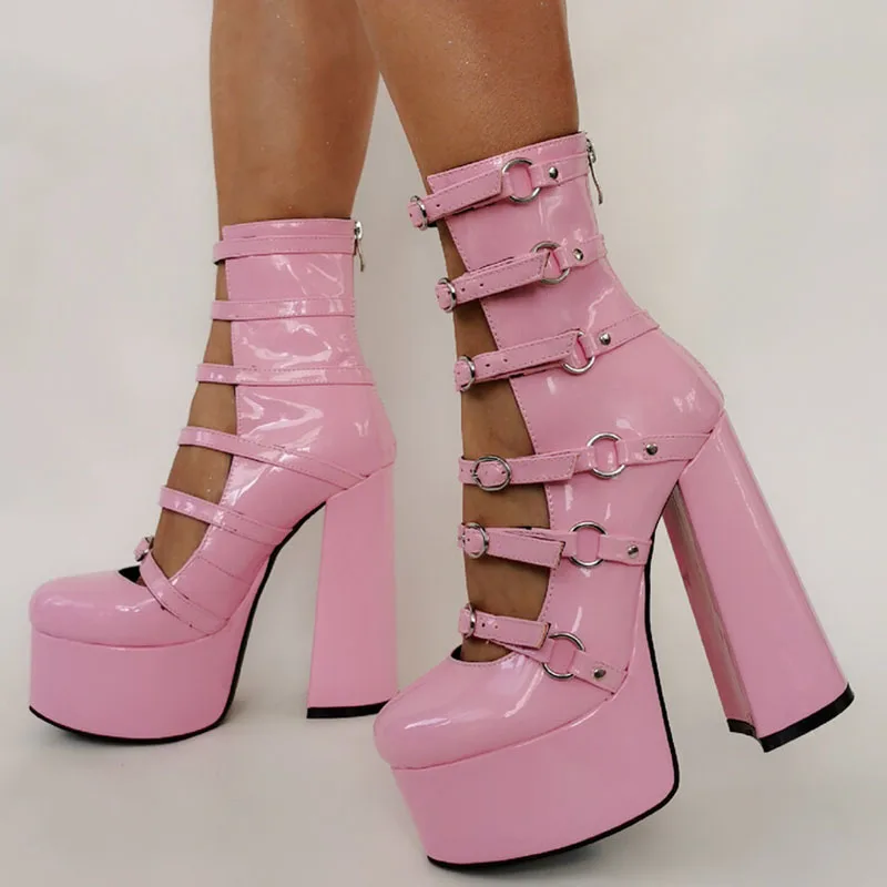 Kolnoo 2022 New Classic Hot Style Ladies Chunky Heels Pumps 6-buckle Straps Platform Sexy Shoes Evening Club Fashion Court Shoes