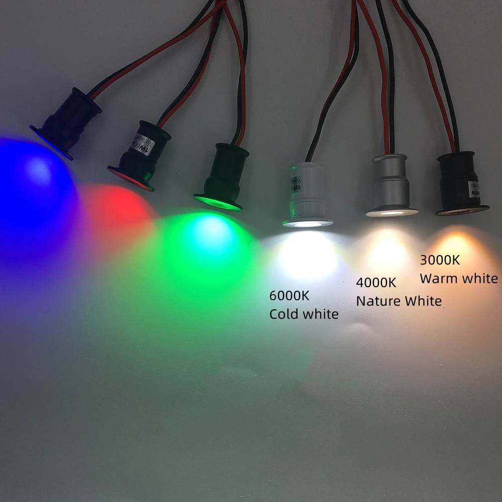 1W Mini Spotlight IP65 15mm Recessed Spot Leds Lights 12V Ceiling Downlight Stair Cabinet Spots Lamp with Transformer 110V-220V 5