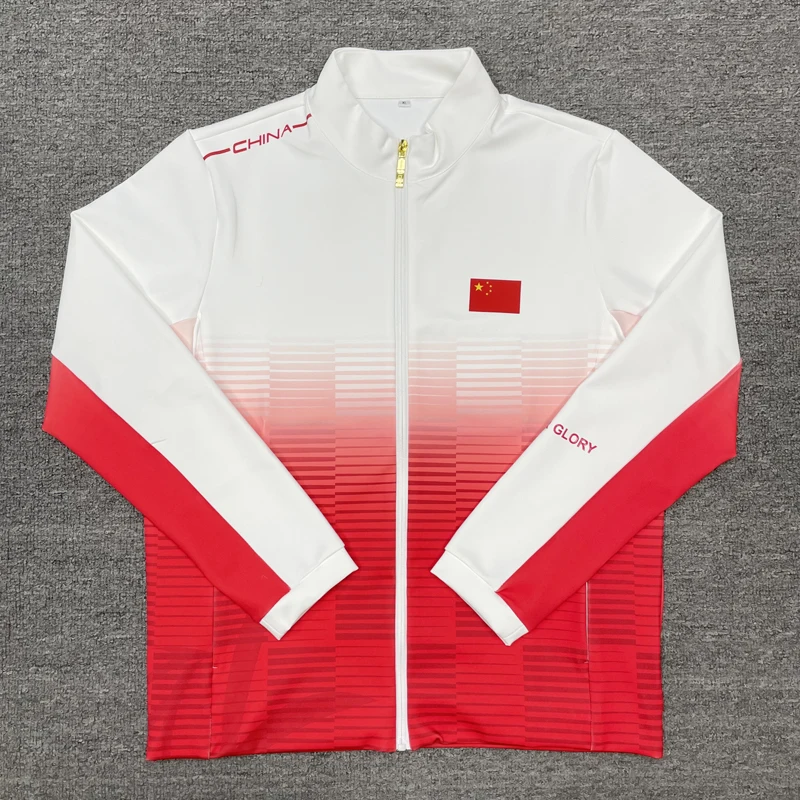 봄 가을 국기 스타일 스포츠 재킷 남성용 러닝 트레이닝 의류 스트라이프 그라데이션 디자인 표준 핏 스포츠웨어