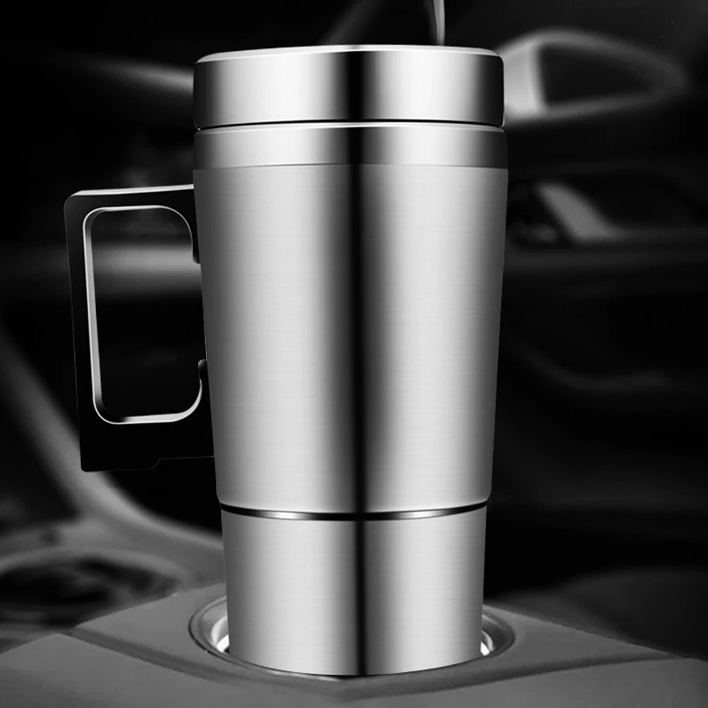 12V 24V 스테인리스 스틸 가열 주전자 커피 우유 보온 머그컵 300ML 겨울용 차량용 가열컵 실내외 액세서리