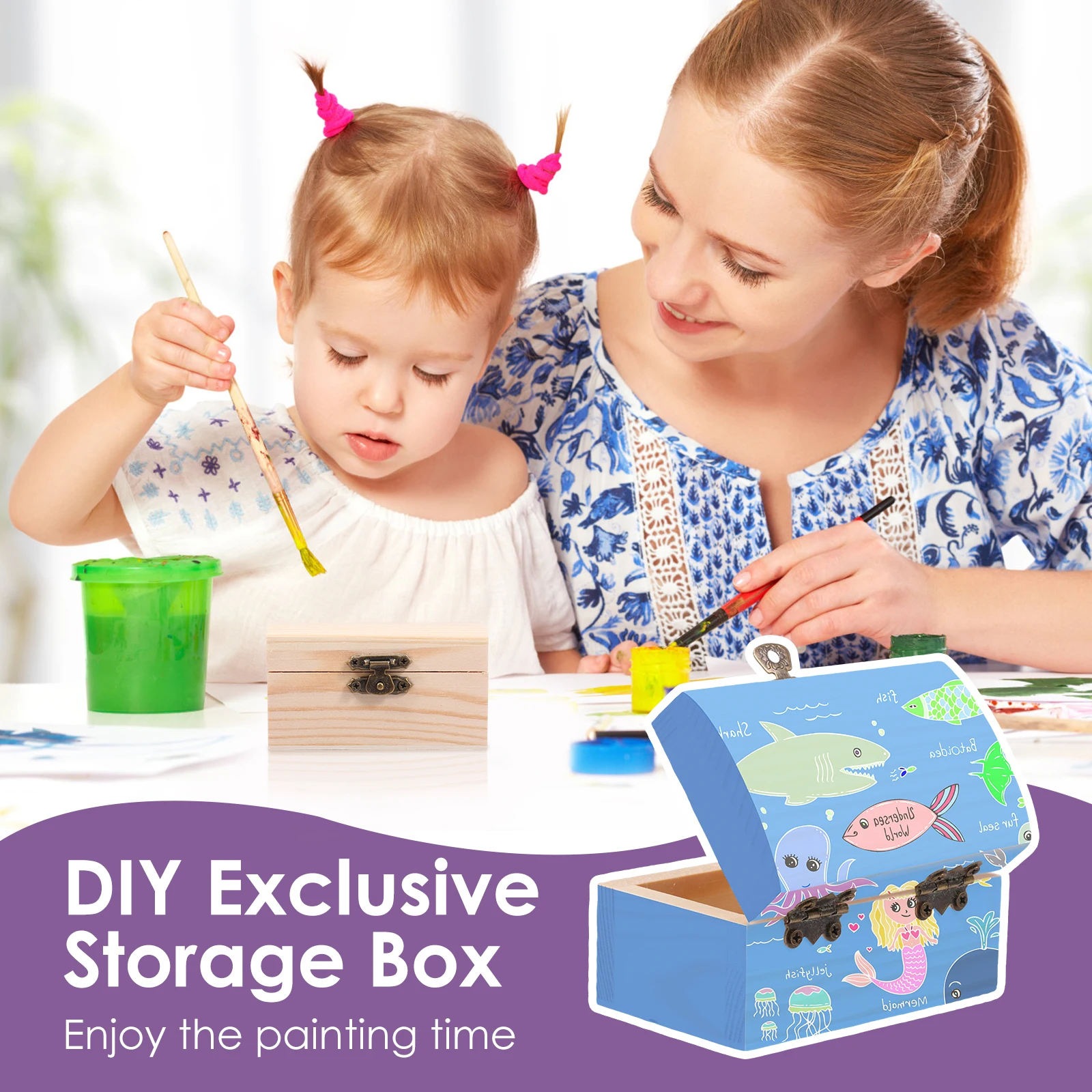 10Pcs Mini Wooden Box with Hinged Lid Unfinished Unpainted Wooden Boxes for DIY Crafts Jewelry Storage
 Box Xmas Girls Gifts