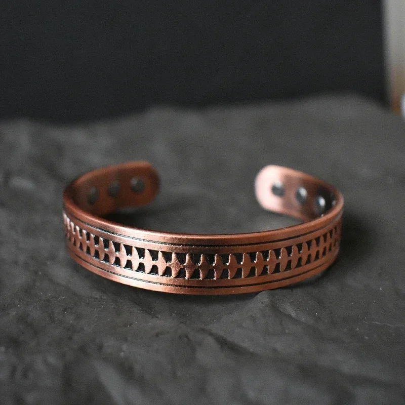 Copper Bracelets for Men Strength Wide Pure Copper Magnetic Bracelet Neodymium Magnets Adjustable Cuff Bangle