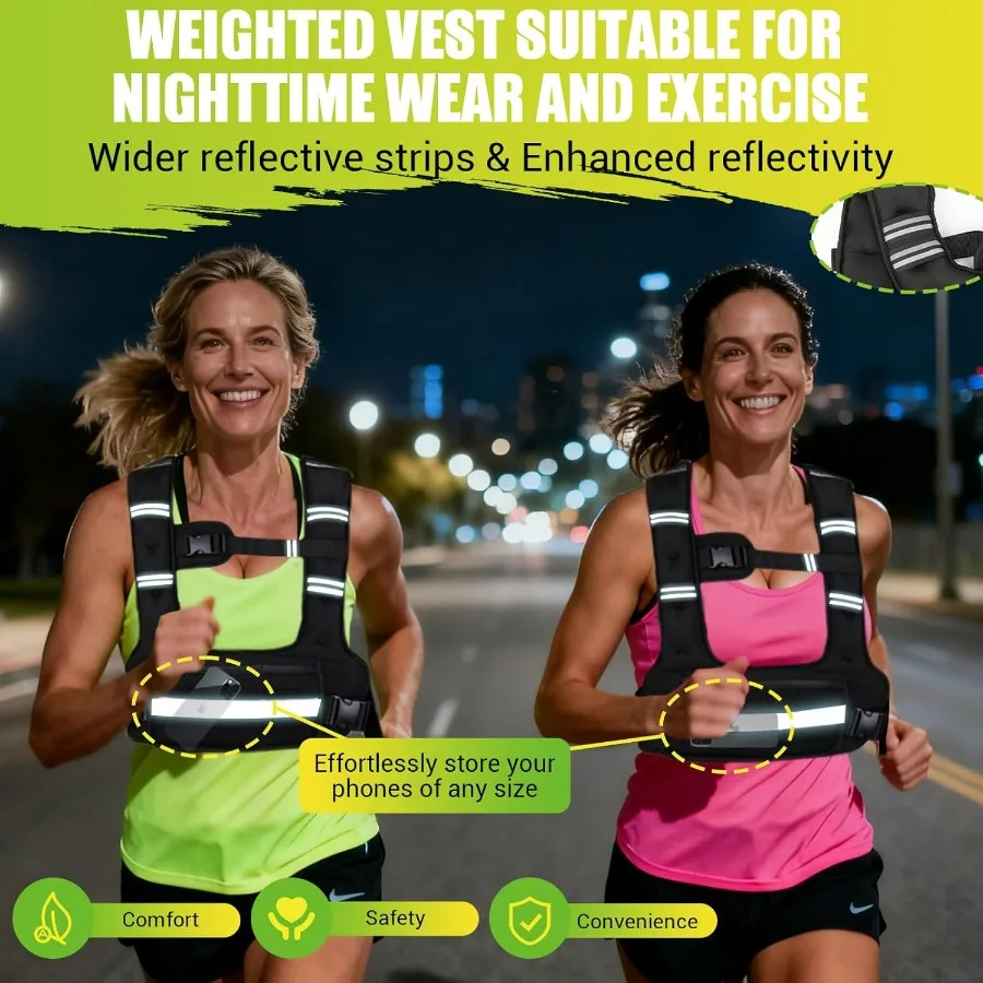 Adjustable Weighted Vest for Women, 6-12lb U-Shaped Weight Vest with 6 Iron Sand Bags & Adjustable Buckle Straps, Rucking Vest w