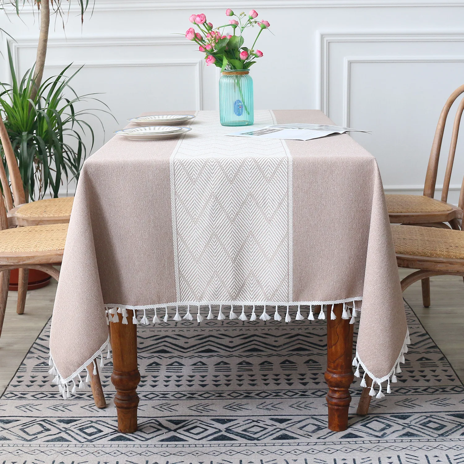 

Nordic Ins Style Cloth Tablecloth Cotton Linen Table Cloth Christmas Holiday Fringe Table Mat