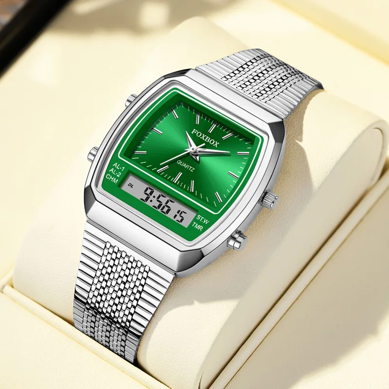 FOXBOX Luxury Dual Display Waterproof Sports Watch - Fashionable Quartz Timepiece