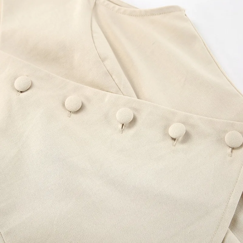 Summer New Cotton Linen Women's Vest Top & High Waist Straight Leg Pants Set Temperament Commuting Female Simple Trousers Ourfit