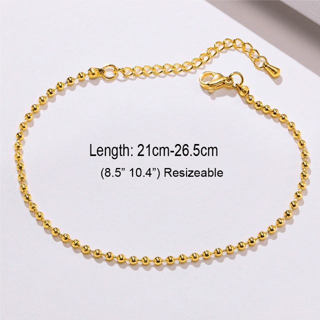 Chain Anklet for Women Girls Adjustable Summer Beach Chain Anklet Bracelet Mother's Day Gifts Stainless Steel Not Allergic