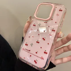 Adorable Cherry Contrast Color Wave Jelly Phone Case - Soft Back Cover and Perfect Girl Gift - iPhone 15 Pro Max (Pink)