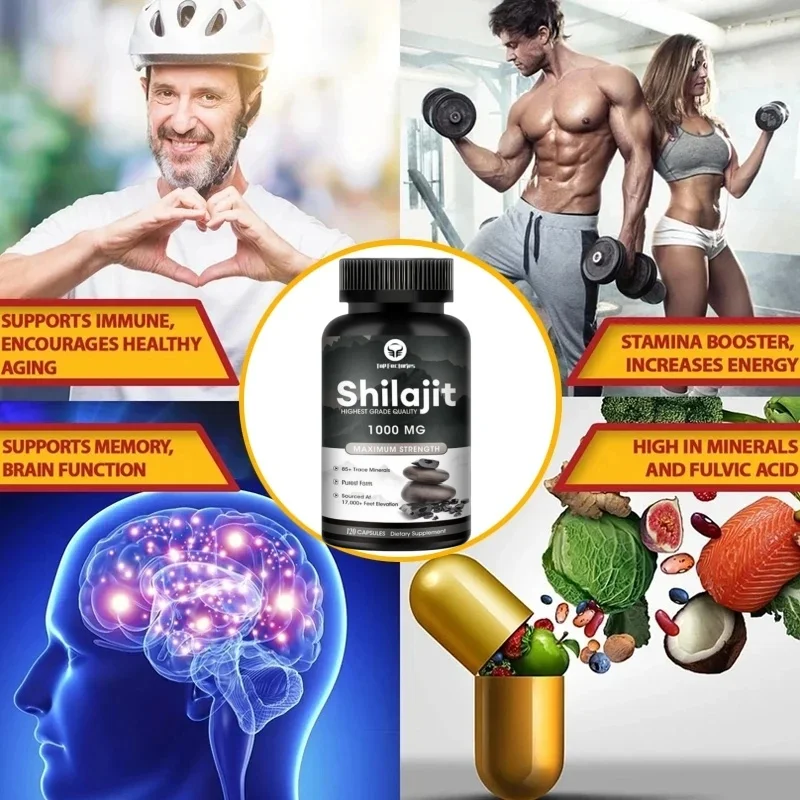 Pure Himalaya Shilajit 1000mg High Efficiency Organic Capsules, 90 Capsules Containing Fulvic Acid And Trace Minerals