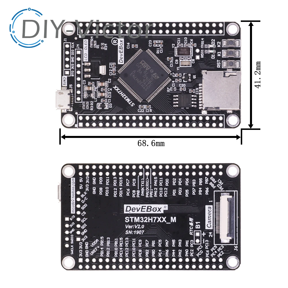 Placa de desarrollo STM32H750VBT6 STM32H743VIT6 STM32H7, placa de sistema STM32, placa de núcleo M7, interfaz TFT con Cable USB