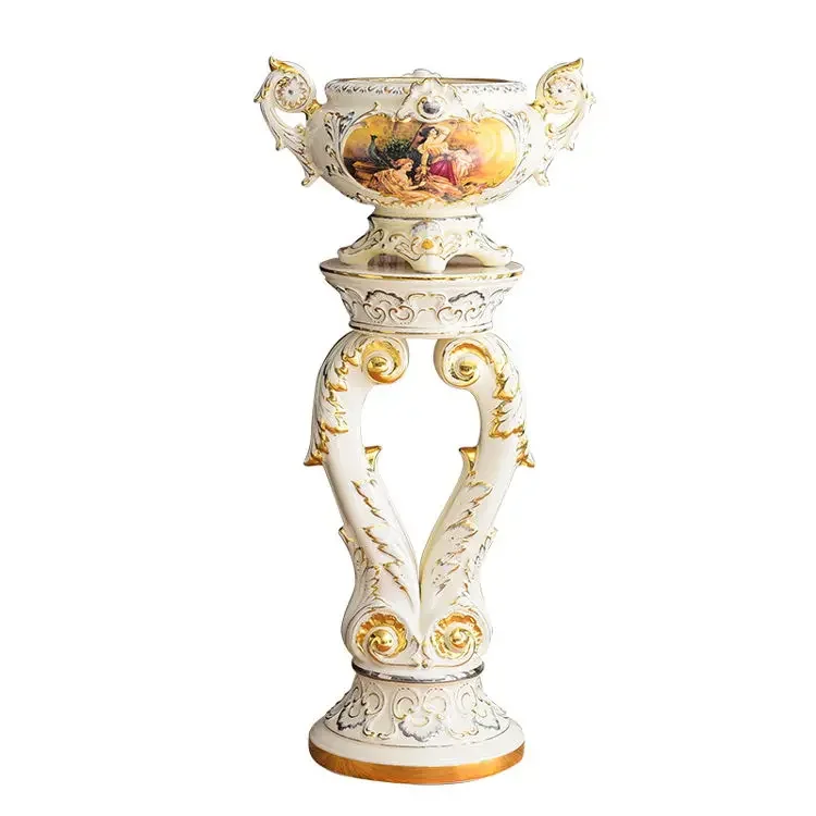 

High end luxury European home decoration ceramic Roman column vase
