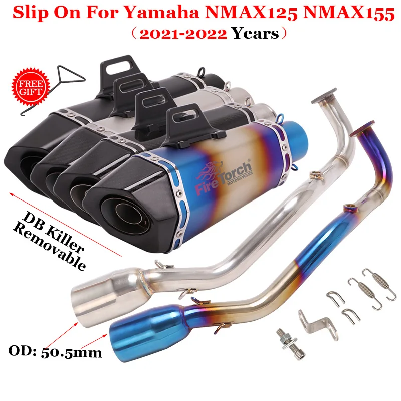 

For Yamaha NMAX125 NMAX155 NMAX 125 NMAX 155 2020 2021 Full Motorcycle Exhaust System Escape Pipe Moto Muffler With DB Killer