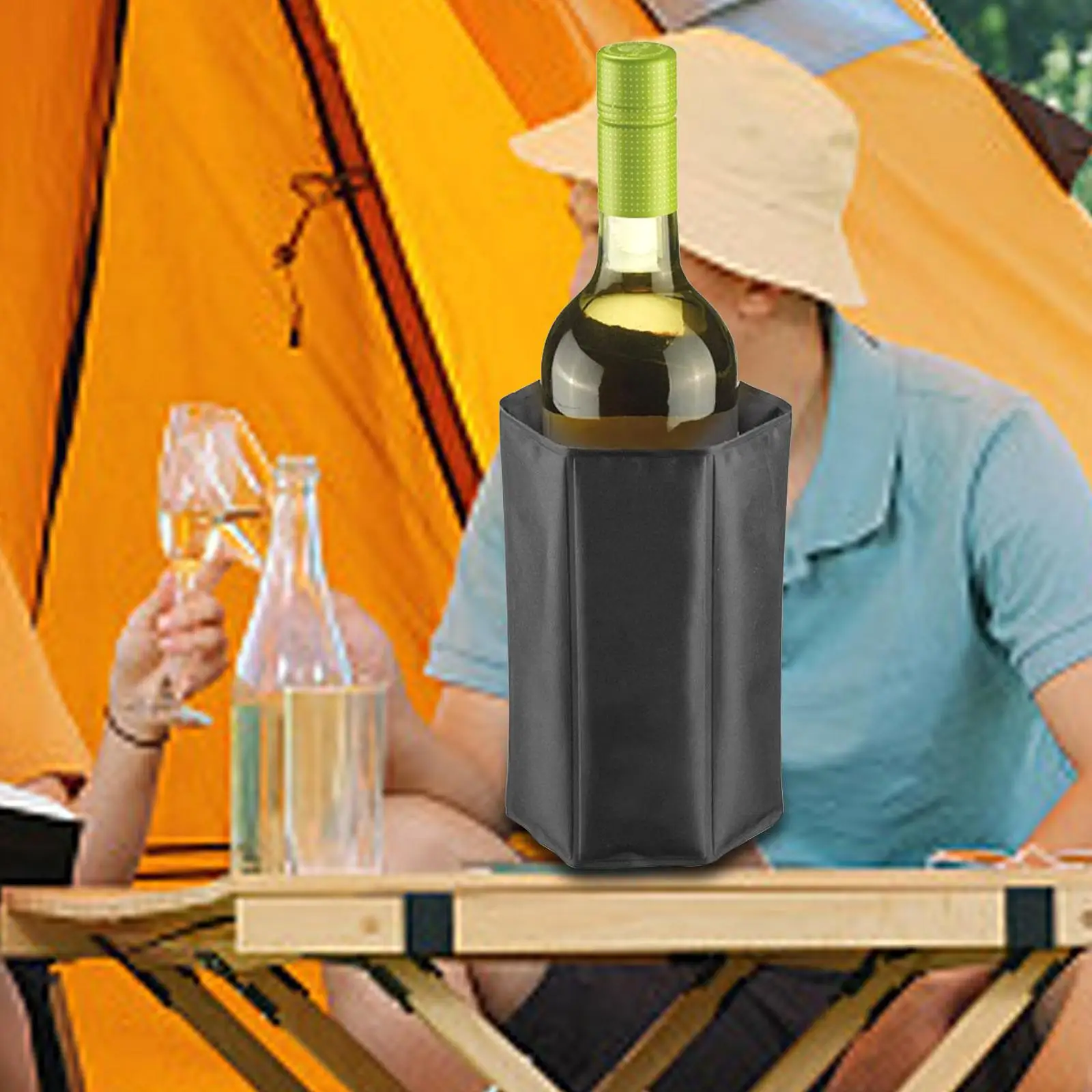 Wine Ice Pack Wine Cooler Sleeve with Protector Keep Drink & Beverage Cold Portable Wine Bottle Cooling Sleeve Freezer for Camping BBQ