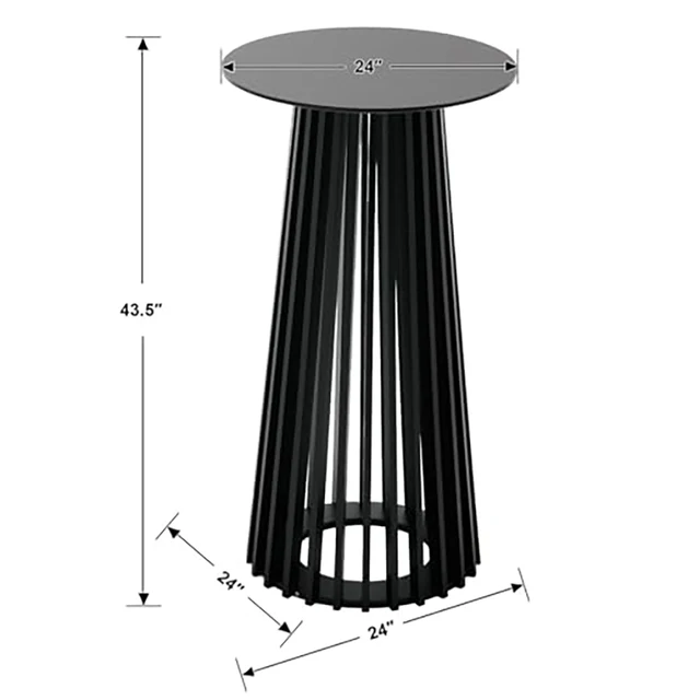 43.5" High Black Round Bar Table with Geometric Base, Modern Cocktail Table for Kitchen Dining Room Coffee Shop