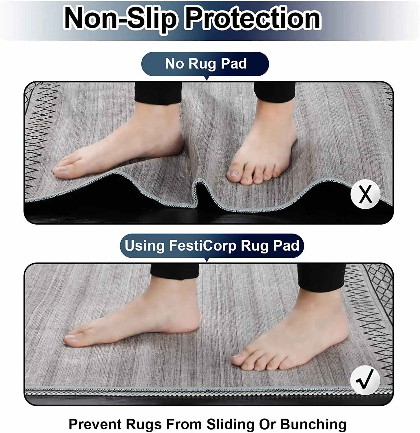 Anti Skid Rug Pad Gripper Reusable Rug Pads Carpet Patch For Any Hard Surface Floors Under Carpet Grip pad Non Slip Mat