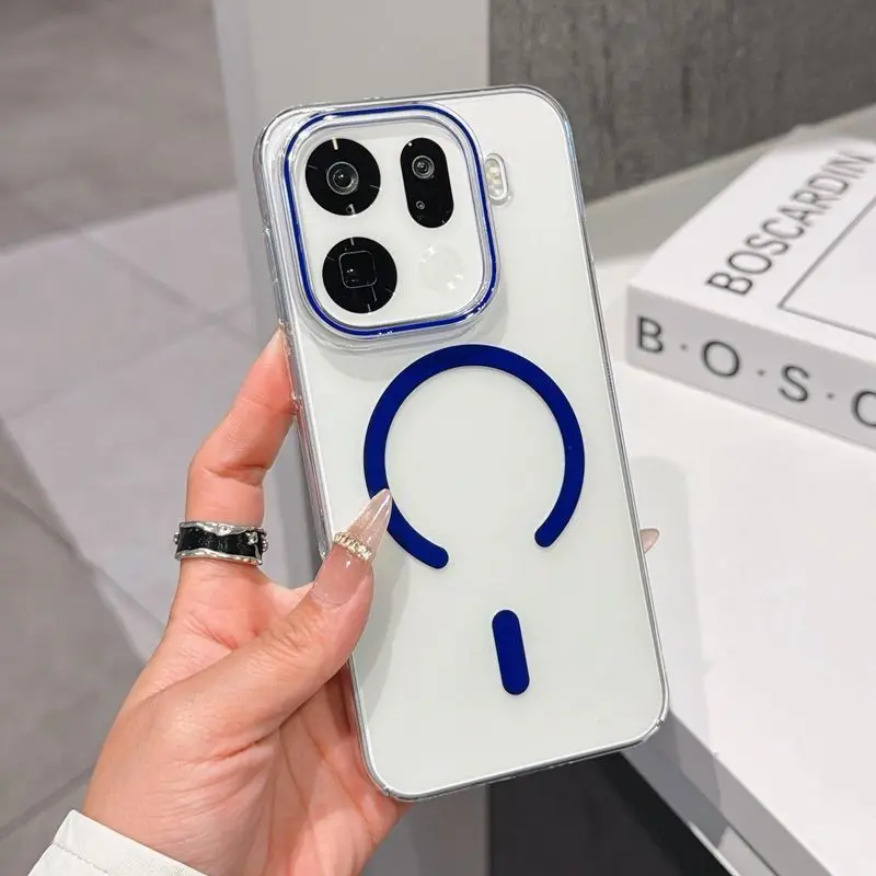 HD Transparent Magnetic Slim Back Cover with Wireless Charging Compatibility and Bumper Protection