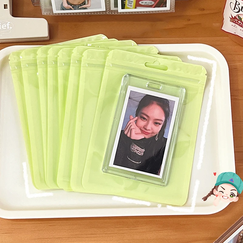 Idol Card Protector INS 10pcs/pack Candy Color Korean Toploader Card Photocard Storage Bag Idol Postcards Photo Cards Protective Case Stationery Idol Card Book Card Protector Photo Card Holder Postcard Holder