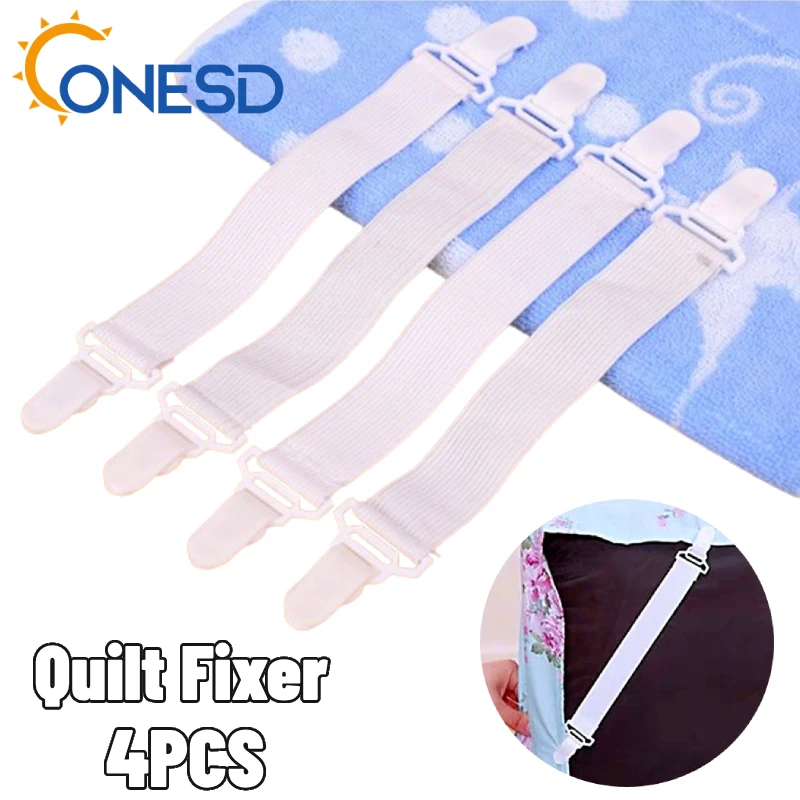 

4pcs Adjustable Bed Sheet Fasteners Straps Elastic Mattress Cover Corner Holder Clip Grippers Suspender Cord Hook Loop Clasps