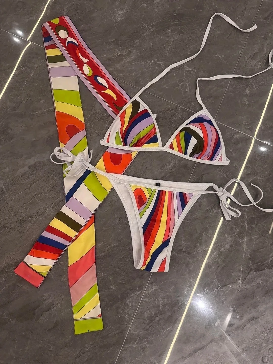 2026 Luxury Design Women's Scarf Bikini Set Italy Designer Brand Lady Headband Swimsuits