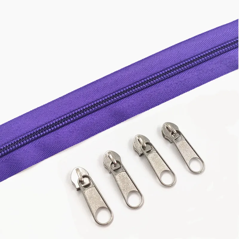 1/2/3/5/8/10 Meters 5# Long Nylon Zippers Rolls with 2/4/6/10/16 /20 Pieces Zipper Slider For Tailor Sewing Accessories
